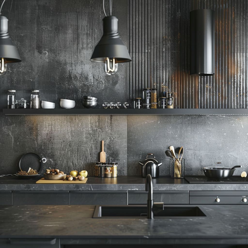 Wellcraftkichens 71 Modern-cooking-area-with-large-format-grey-tiles-adding-sleek-sophistication